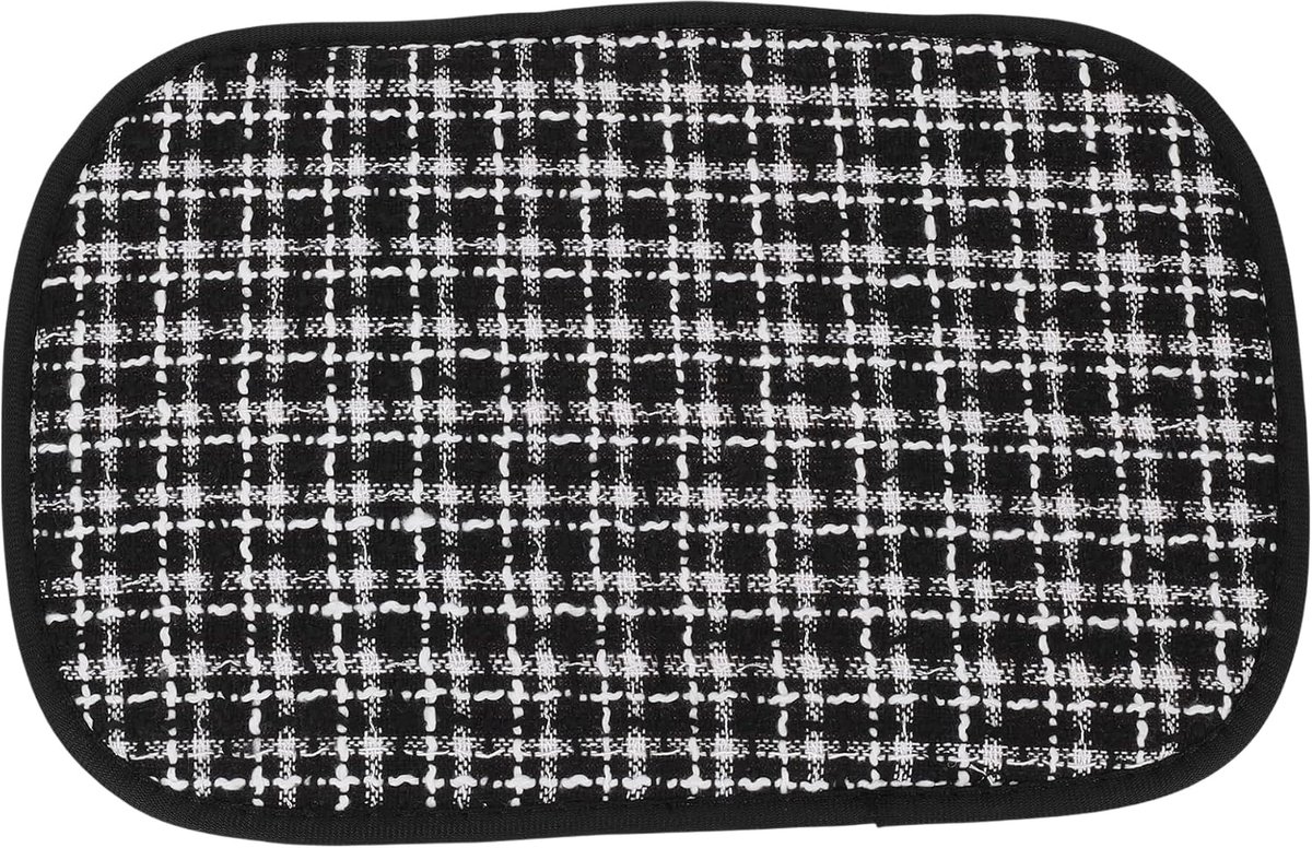 Auto center console cover 31 cm x 20 cm - zwart wit linnen - universeel ontwerp - beschermt en verfraait - ShopVlot