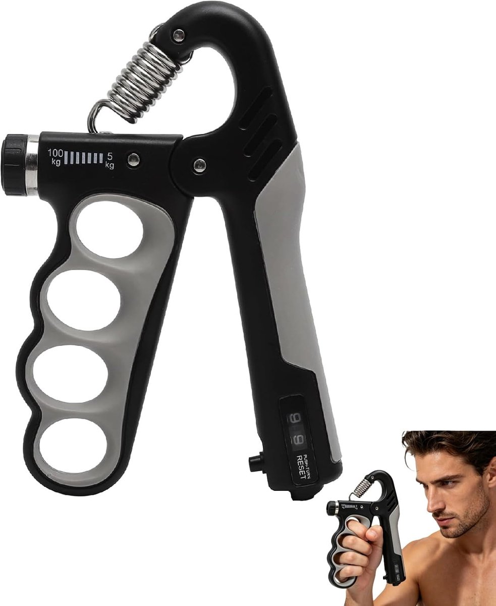 Handtrainer 5-100 kg - verstelbare gripkrachttrainer - mechanische teller - ideaal voor krachttraining - ShopVlot