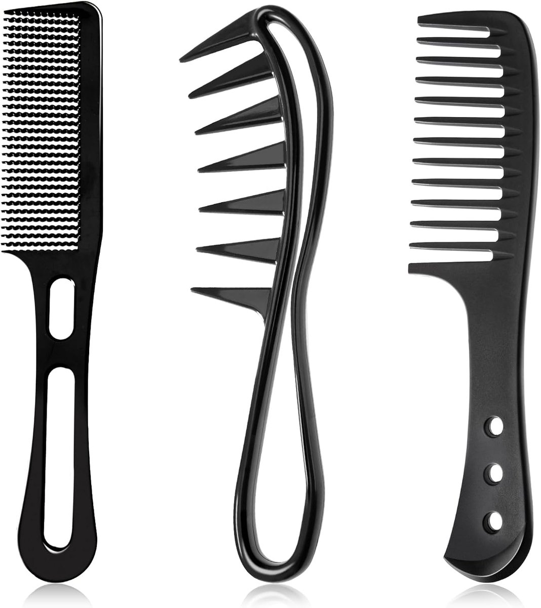 Haarkam Set - Tandkammen - Haarstyling - Antistatisch Materiaal - 3 Stuks - Zwart