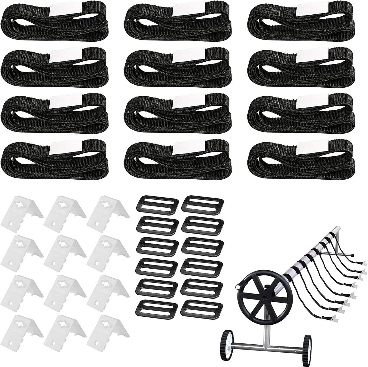 Spool bevestigingsset 12-delig - nylon materiaal - UV-bestendig - ideaal voor zwembadhoezen - ShopVlot