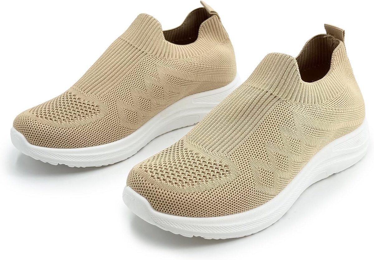 Dames slip-on schoenen - ademend - gebreid - comfortabel voor wandelen - ShopVlot