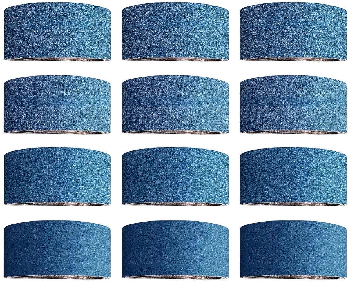 Schuurband 75 x 533 mm - 12 stuks korrel 40/60/80/120 - voor slijpen en ontroesten - hoge slijpefficiëntie - ShopVlot