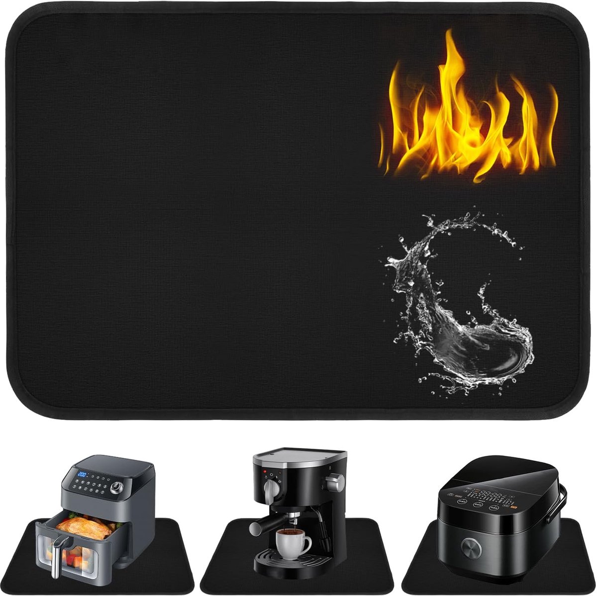 Hittebestendige mat voor airfryer 60x40cm - glasvezel werkbladbeschermer - herbruikbaar - beschermt keukenblad - ShopVlot