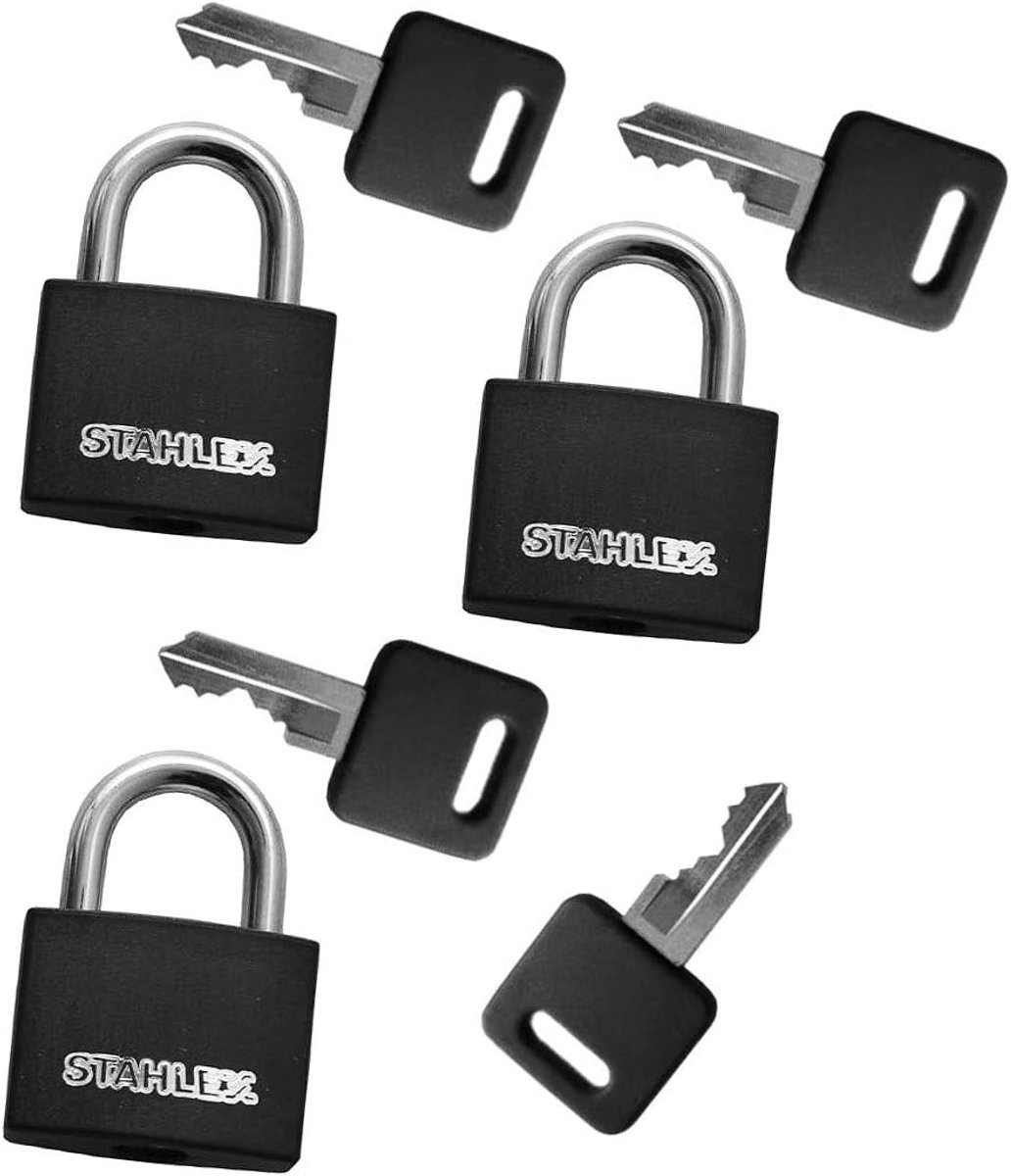 Hangslot set van 3 - 30mm - zwart - met 4 sleutels - ShopVlot