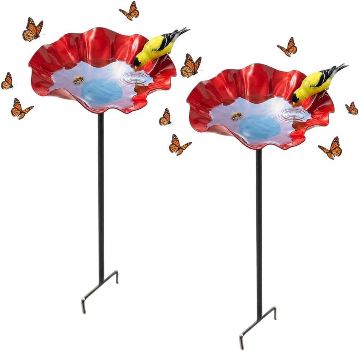 Vogelbak met ondersteunende inzet, Staande Vogelvoeders Vogelbad Bak voor Yard Lawn Deco,Vogelbad Waterstation voor - ShopVlot