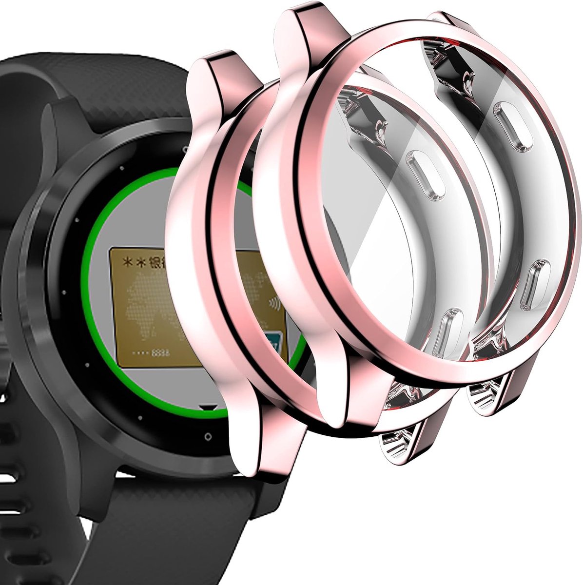 [2 Pieces] Case Compatible with Garmin vivoactive 4s 40mm/Venu 2s, Pink All-round Protective Case with Screen - ShopVlot
