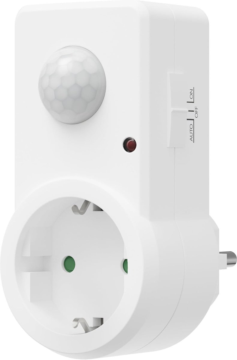 Oktaplex Sia Socket with Motion Sensor 120° / 9 m Infrared Motion Sensor Intermediate Plug Indoor PIR Sensor White - ShopVlot