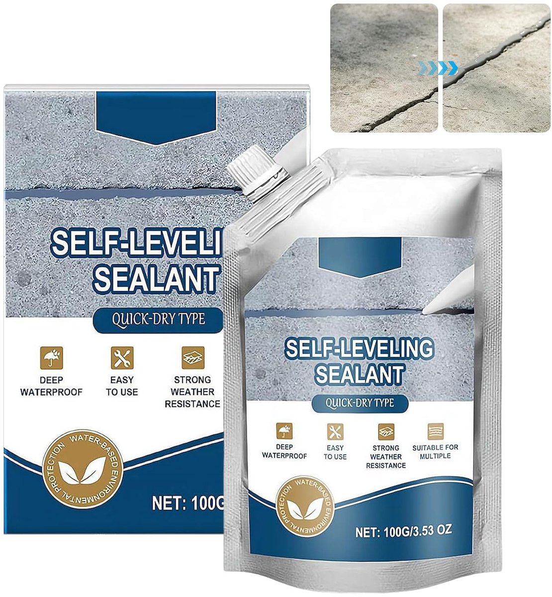 Beton scheurvuller, beton scheuren repareren, asfalt scheurvuller, 100 ml, 1 zak - ShopVlot