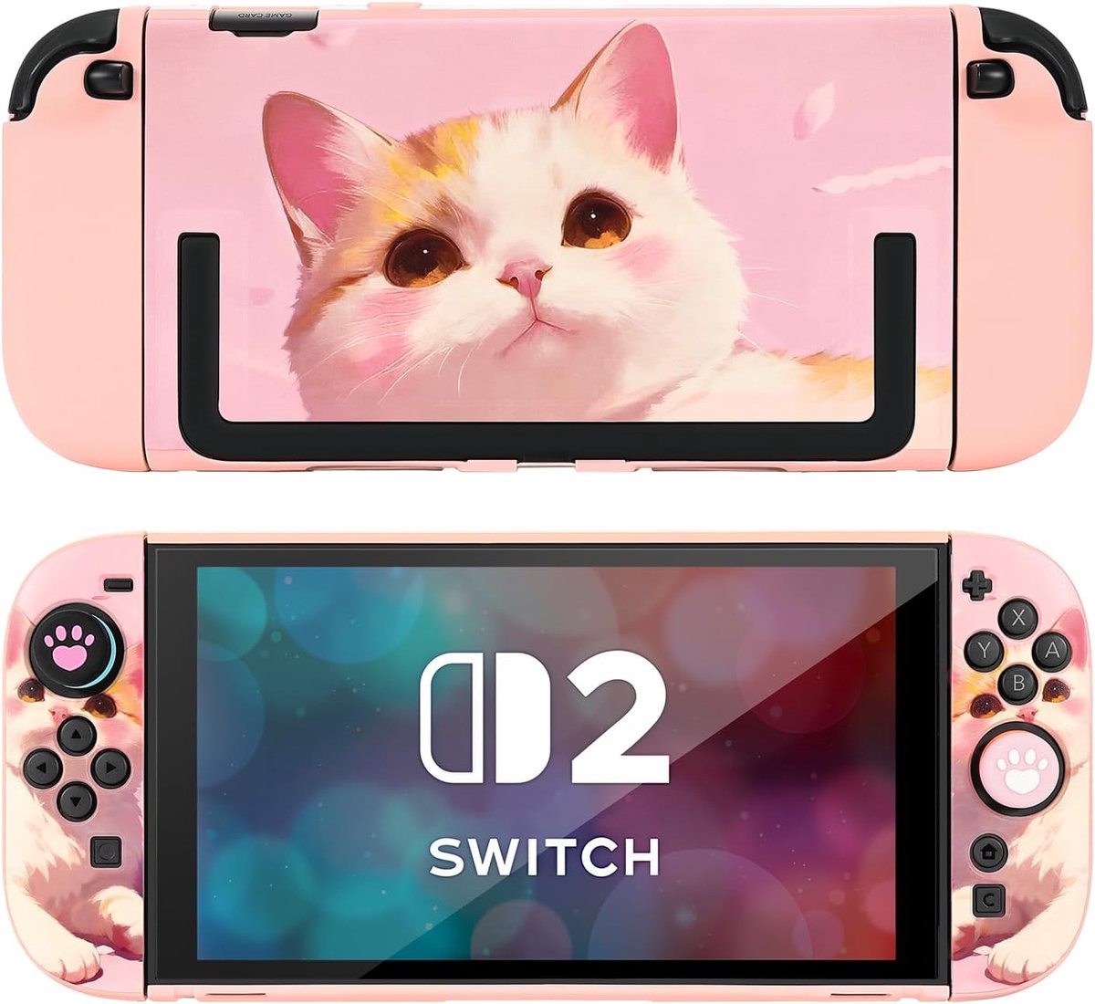 DLseego Protective Case for Switch 2, Dockable Cute Cat Pattern Anti-scratches Hard Shell, Shock Absorption Protector - ShopVlot