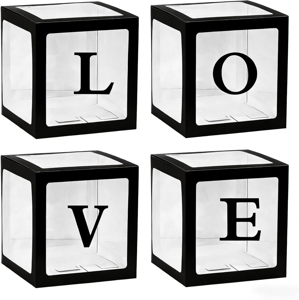 4 stuks transparante liefdesdozen met letters voor Moederdag, Valentijnsdag, feestdecoraties, huwelijksaanzoek - ShopVlot