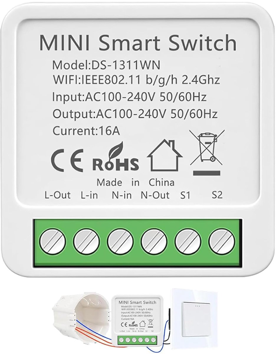 1 Piece Alexa Light Switch, Smart Home Light Switch Compatible with Google Home, Alexa Switch with Tuya App, Mini - ShopVlot