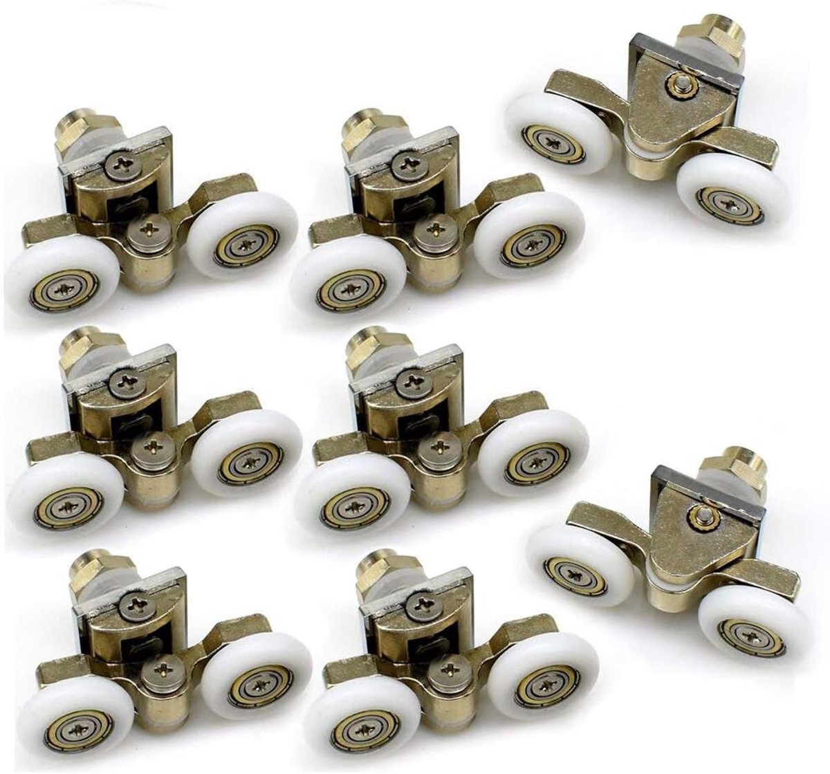 YuanQian Set of 8 double shower door rollers, running wheels, pulley wheels 23mm wheel diameter, top and bottom - ShopVlot