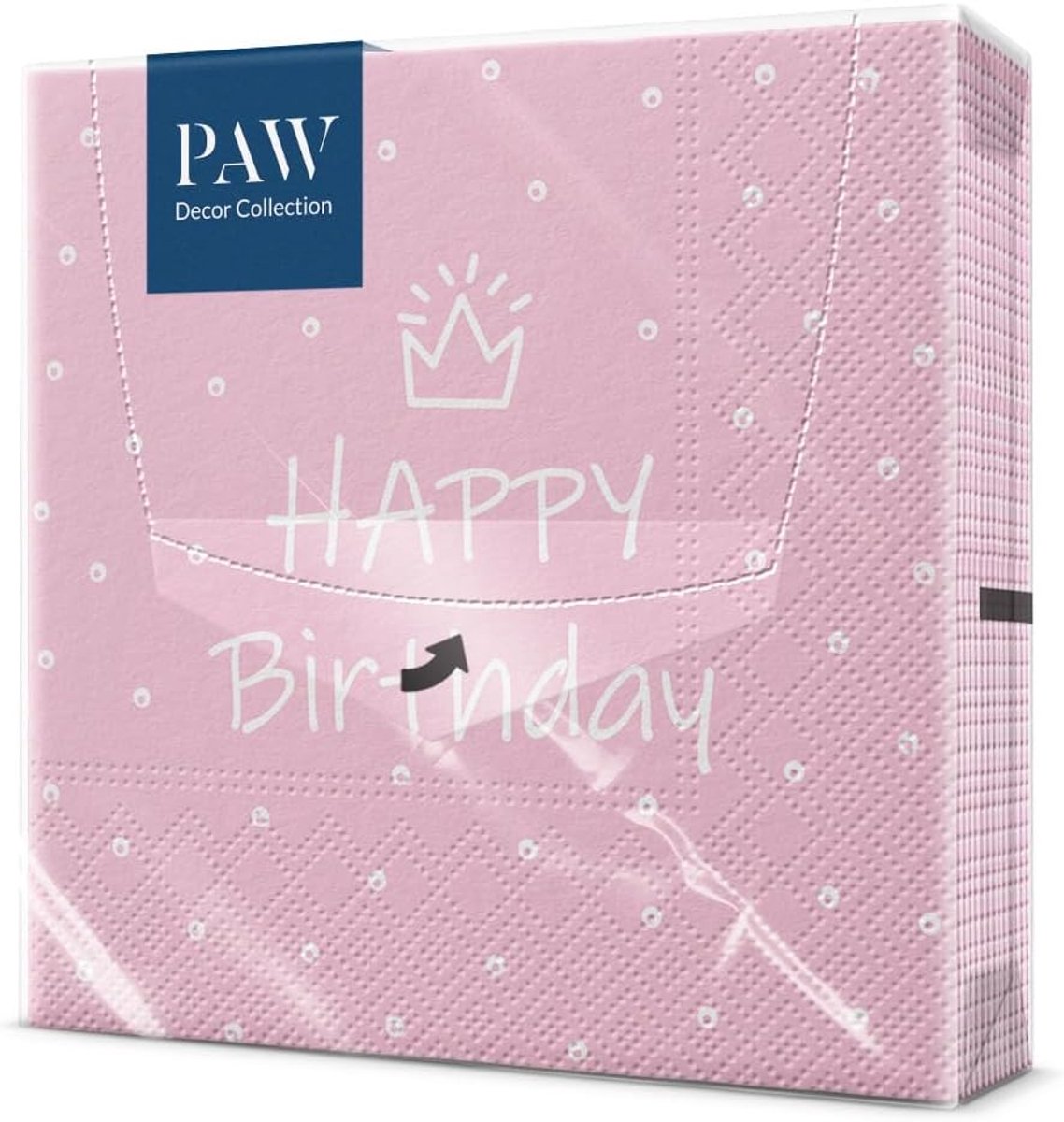 PAW Napkins 13 x 13 in, 20 pieces - Special Day Pink - Three-layer, absorbent and strong, cheerful party decoration - ShopVlot