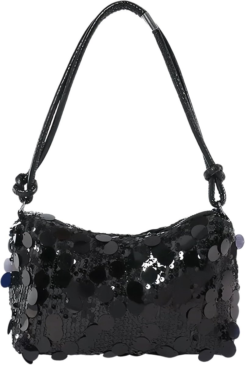 Clutch Women's Glitter Sequins Shoulder Bag High Capacity Velcro Closure Shoulder Bag for Wedding Prom Banquet Medium - ShopVlot