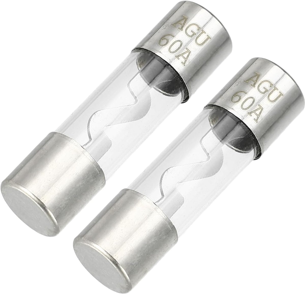 2 pieces 60A universal AGU glass fuses - car - metal silver tone - ShopVlot