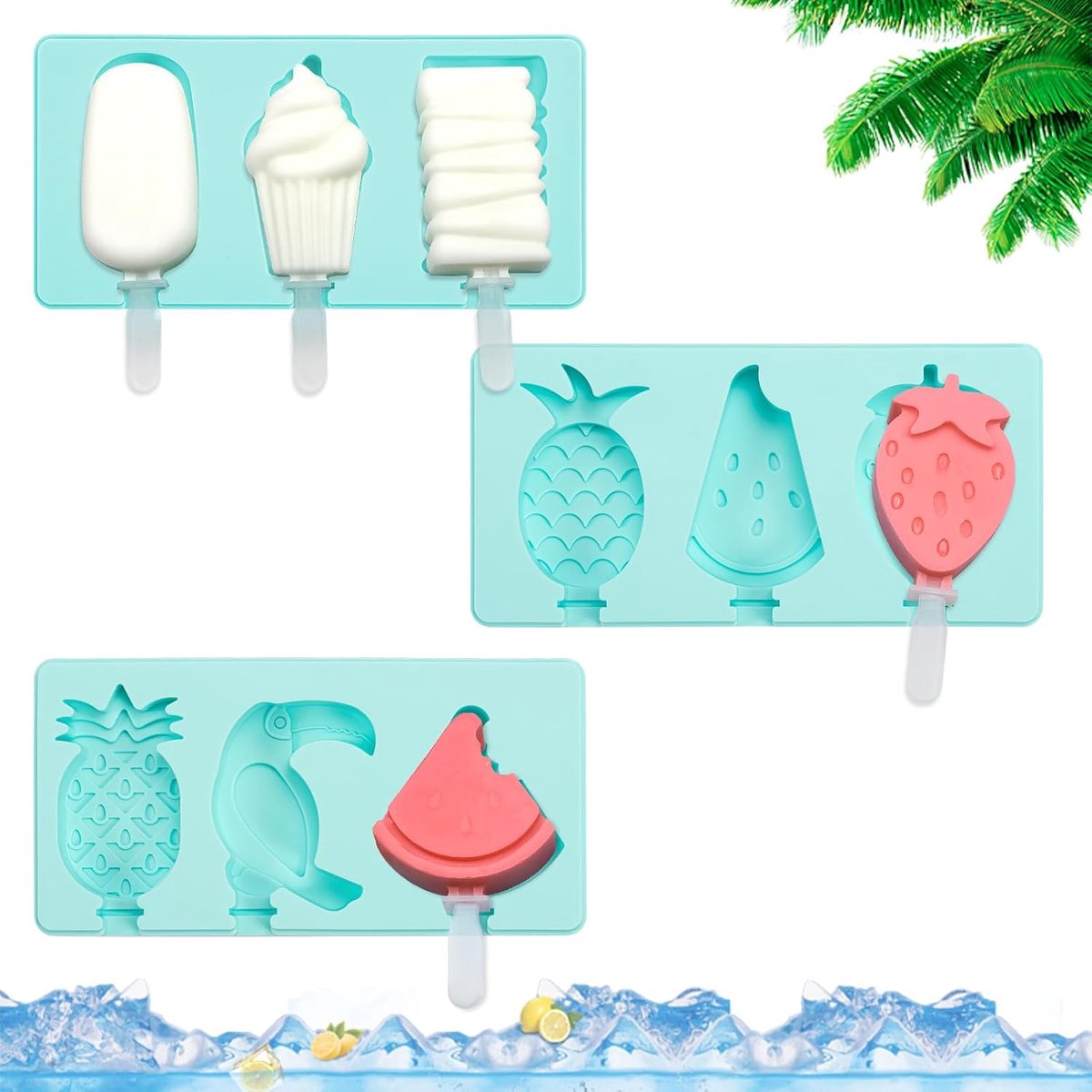Vinuwu Ice Molds Ice Lollipop, 3 Pieces 9 Ice Moulds Silicone with Lid, BPA Free Water Ice Molds for Ice Lollipops - ShopVlot