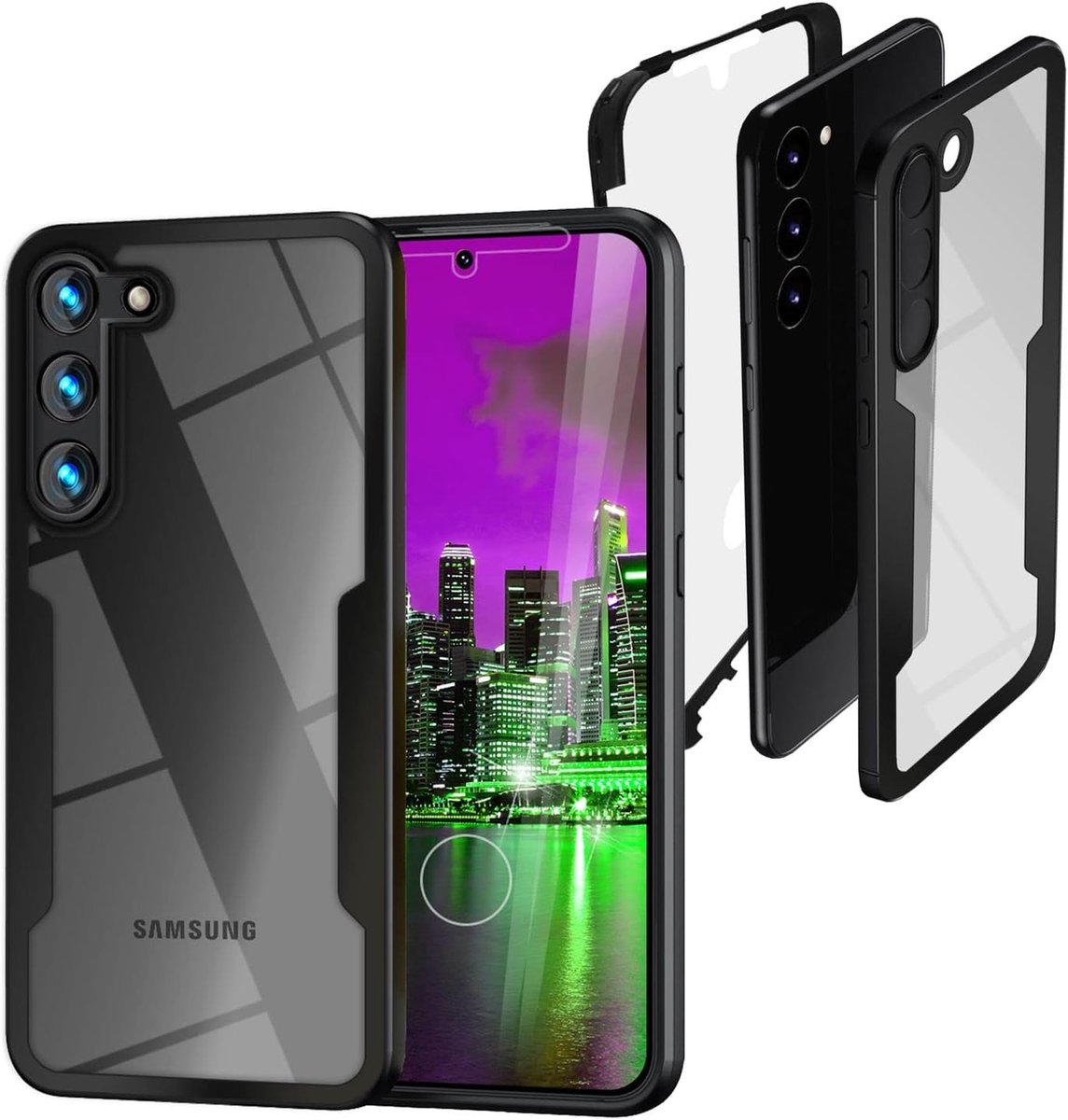 NALIA Clear 360° Hybrid Cover Compatible with Samsung Galaxy S23 Case, Transparent Anti-Yellow Anti-Scratch, Hard Back - ShopVlot
