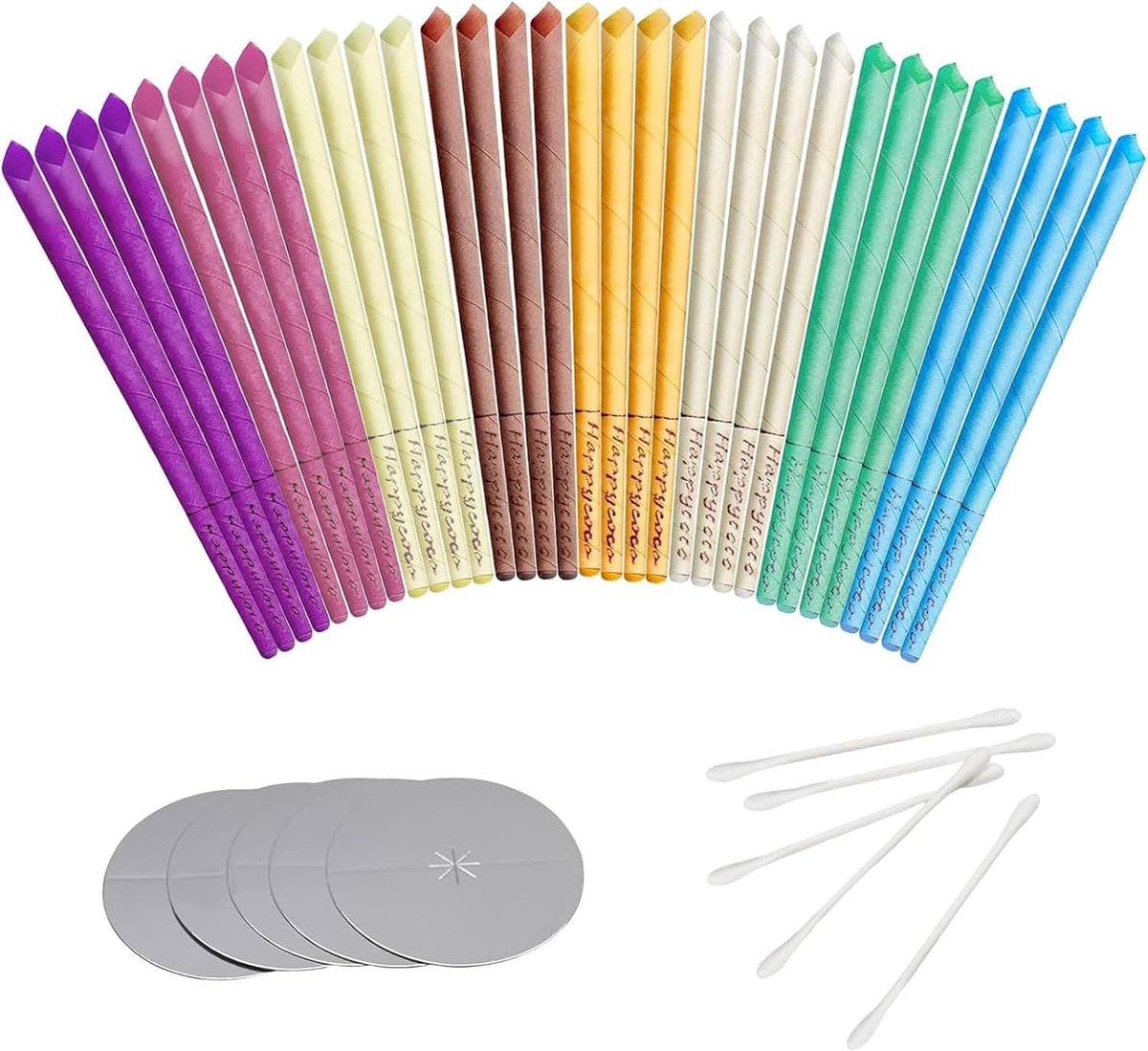 Ear Candles, Pack of 32 Colourful Ear Candles, Set of 8 Aromatic Scents, Ear Candles for Cleaning, Hollow Cone with - ShopVlot