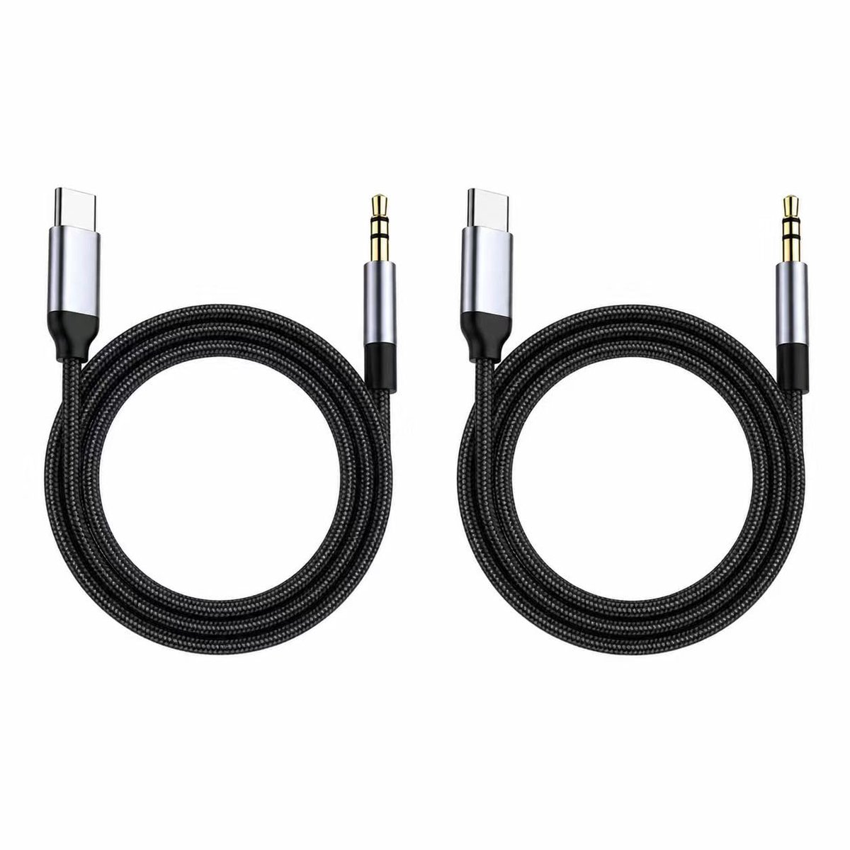 2 stuks 3 meter kabel USB C naar 3,5 mm jack audio AUX kabel voor alle telefoons USB C Aux kabel Aux naar USB C kabel - ShopVlot