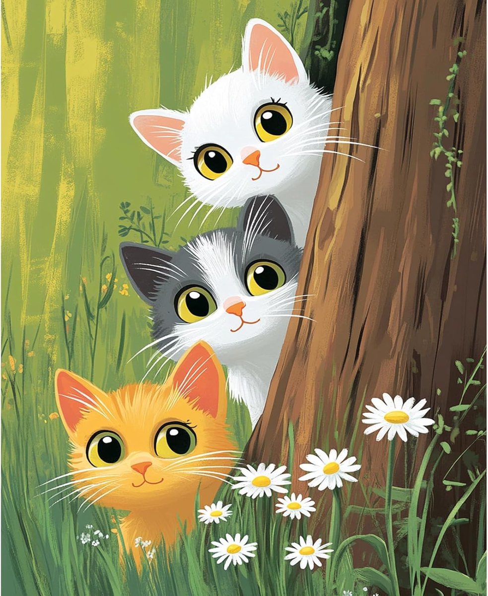 Schilderen op nummer - Drie schattige katten - DIY olieverfschilderij - Perfect voor beginners - ShopVlot