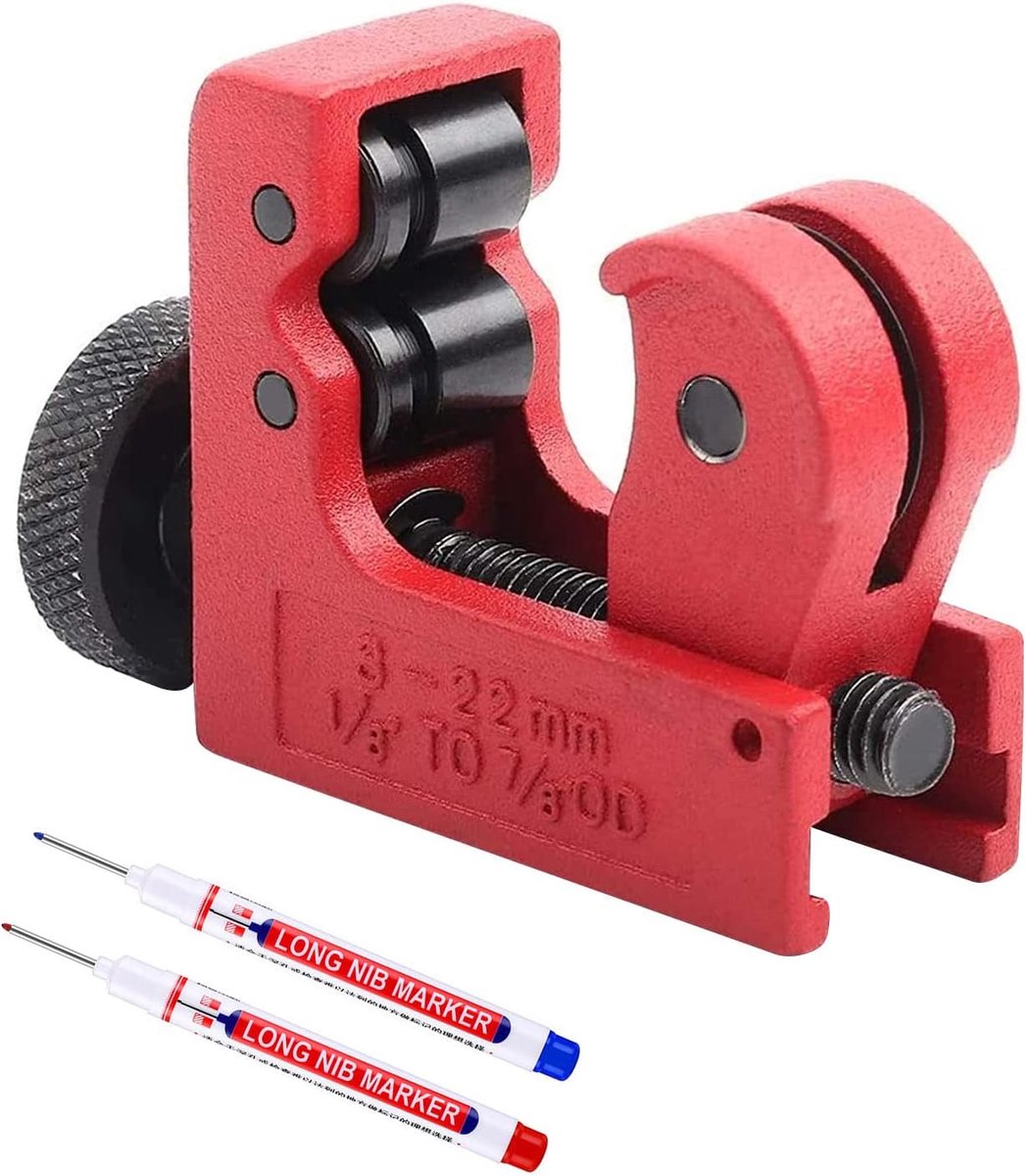 Mini pijpsnijder 3-22mm - verstelbaar zinklegering - nauwkeurige snede - ideaal voor koper en PVC - ShopVlot