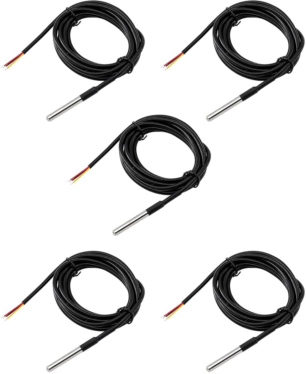 Temperatuur sensor DS18B20 - Waterproof 1m kabel - Nauwkeurigheid ±0.5°C - Ideaal voor slimme toepassingen - ShopVlot