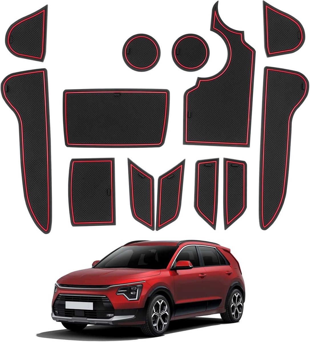Rubbermatten voor Kia Niro SG2 2023-2026 - Antislip matten - Bescherming voor interieur - Geschikt voor drinkhouders - ShopVlot