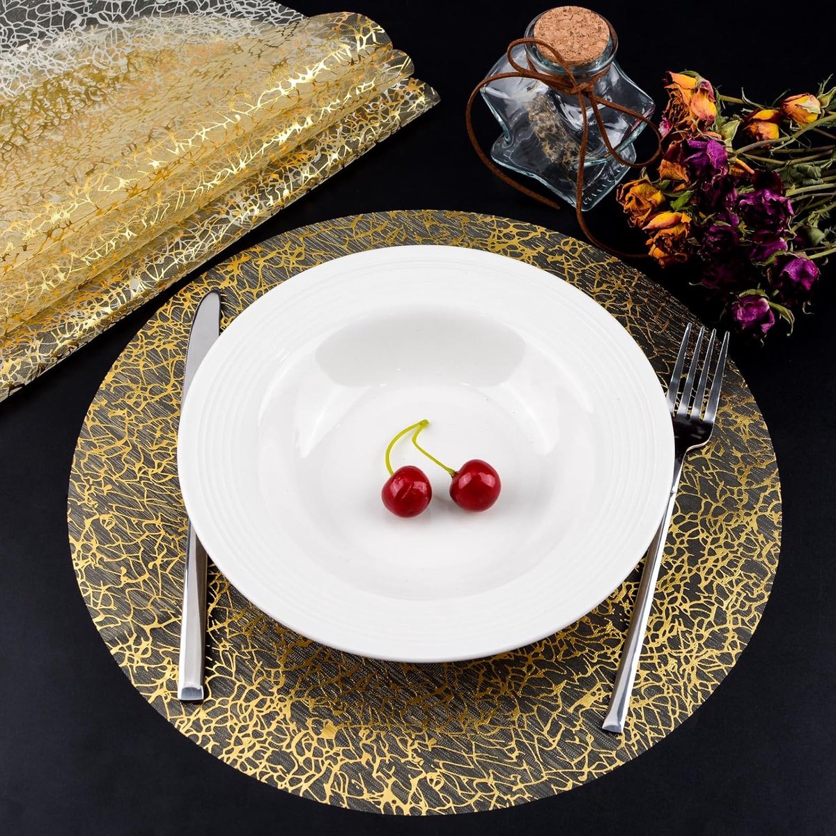 Eetmat 50 Stuks Goud - Wegwerp Tafelmat - Glitter Gouden Placemats - Perfect voor Feestjes - ShopVlot