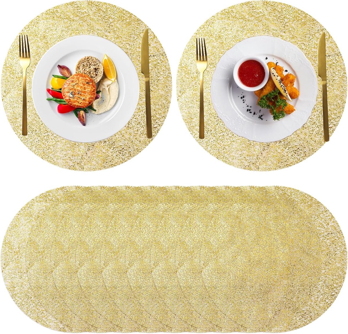 Eetmat goud 50 stuks - ronde 33 cm - goudfolie - voor bruiloften en feesten - ShopVlot