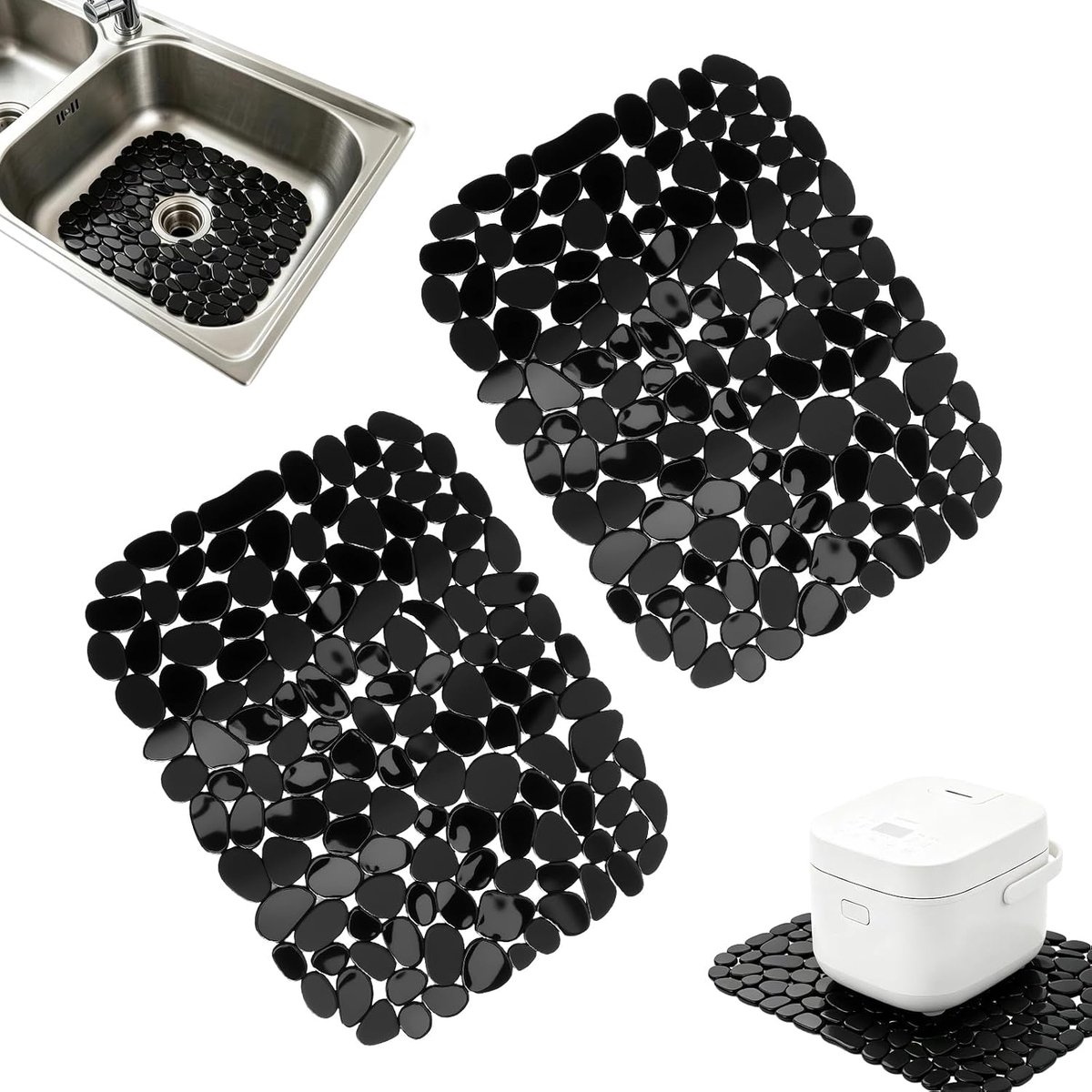 gootsteenmat 40 x 30 cm - pvc - snelle ontwatering - bescherming voor servies - ShopVlot