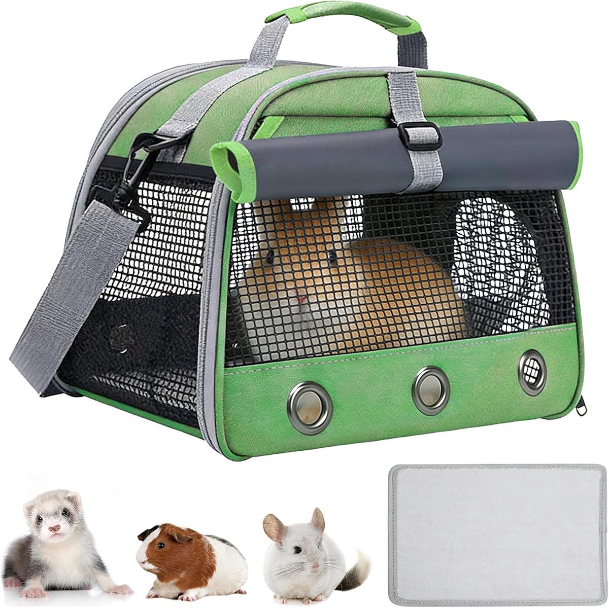 Draagtas voor Kleine Huisdieren, Vouwbare Transportbox voor Konijnen, Cavia's en Katten met Zijopening en Handvatten, Ideaal voor Reizen en Dierenartsbezoek