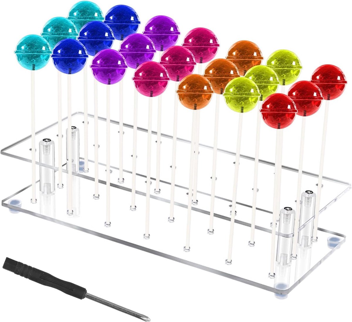 Lollipop houder 21 gaten - Acrylaat - Inclusief 100 stokjes - Perfect voor feestjes - ShopVlot