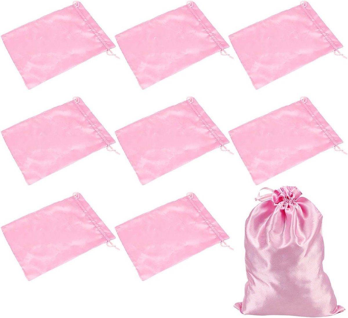 Opbergzakken 25x35 cm - Roze Satijnen Draagtassen - Eenvoudige Cadeauverpakking - 8 Stuks - ShopVlot