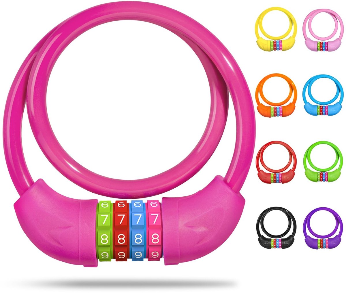 Solidchoice - Kinderfiets Slot met 4-Cijferige Code en Stalen Kabel