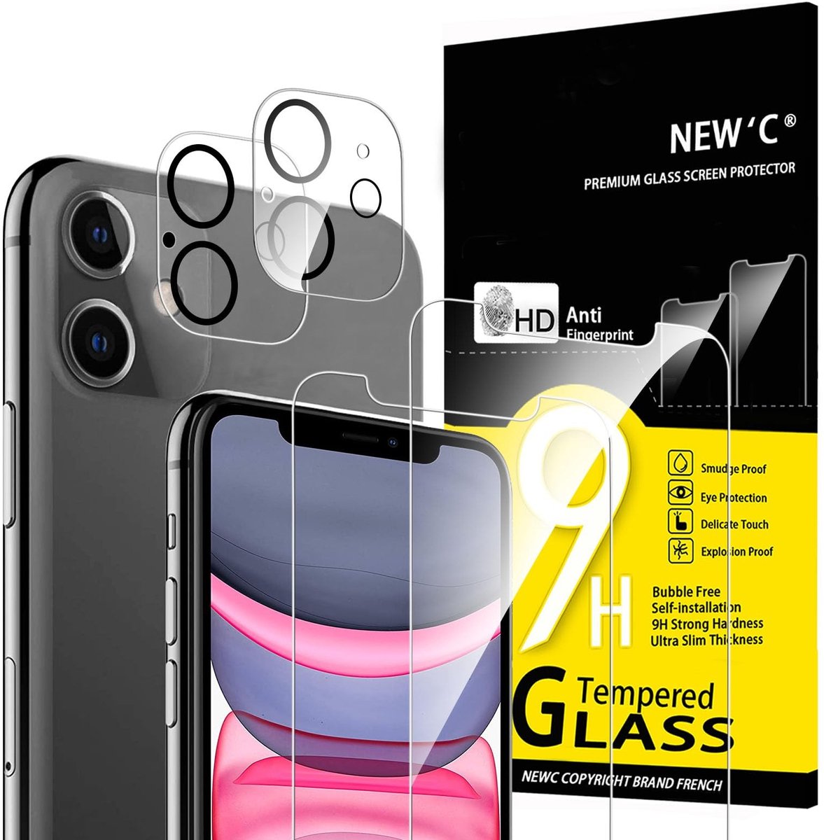 Solidchoice - Set van 4 Screen Protectors en Camera Lens Protectors voor iPhone 11