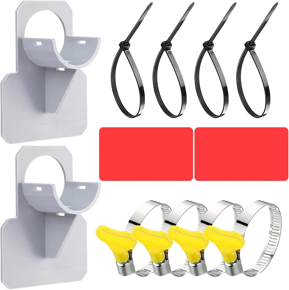 Poolslanghouder set van 2 - geschikt voor 30-37 mm slangen - compleet met klemmen en bevestigingsmateriaal - ShopVlot