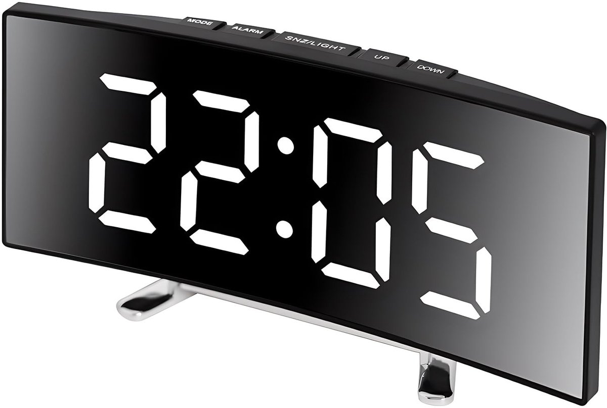 Solidchoice - Digitale Alarmklok met Curved LED Scherm en Snooze Functie