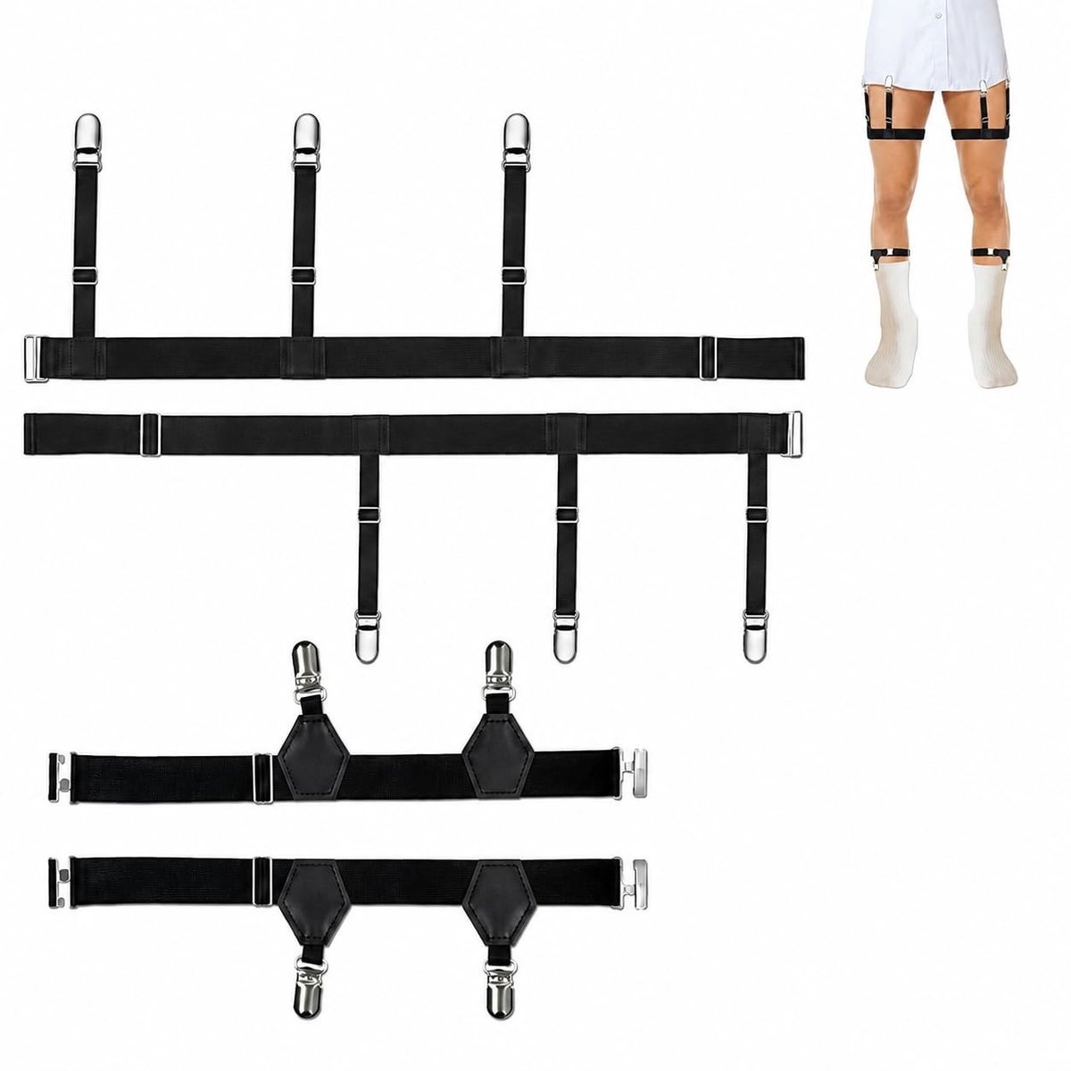 Solidchoice - Verstelbare Hemdhouders voor Mannen met Antislip Clips