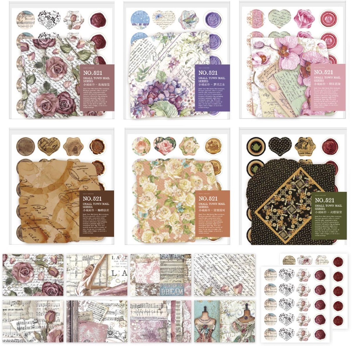 Solidchoice - Set van 240 Vintage Decoratieve Papieren Enveloppen voor Creatieve Projecten