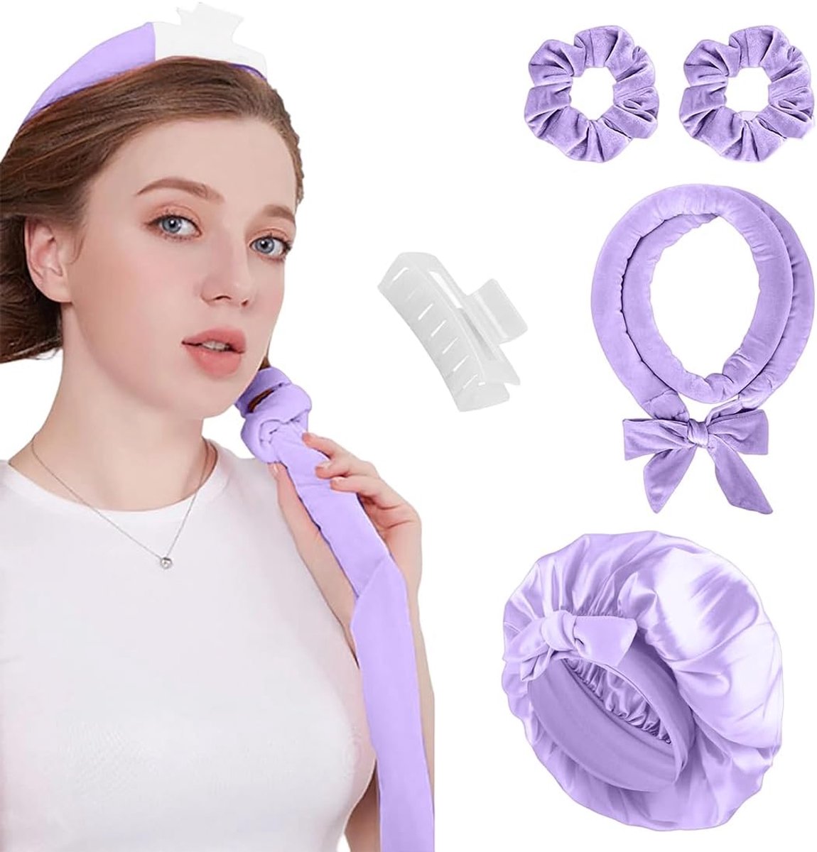 Curlers set - hittebestendig fluwelen nachtrollers - lichtpaars - gezonde krullen zonder beschadiging - ShopVlot