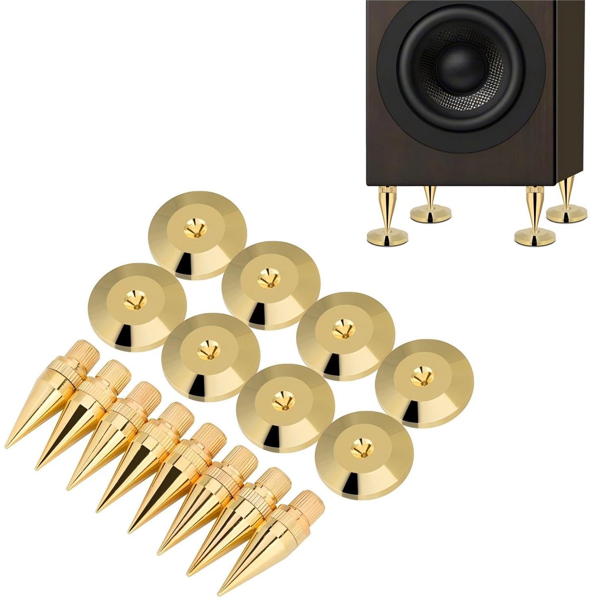 Solidchoice - 8 Paar Speaker Spikes voor Hifi Apparatuur met Isolatiemat