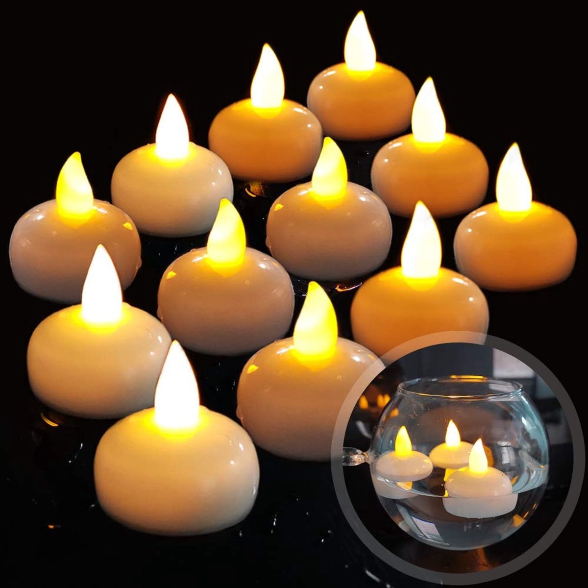 Solidchoice - 12 LED Drijvende Kaarsen voor Romantische Gelegenheden