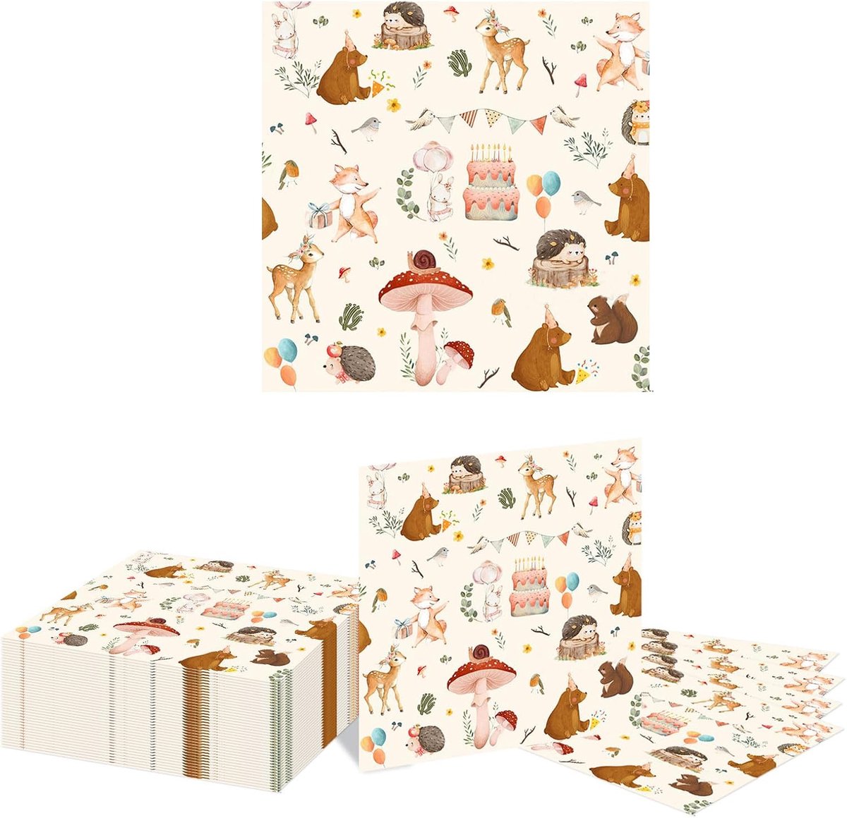 Papieren Servetten 40 Stuks - Bosdieren Ontwerp - Wegwerp Servetten - Perfect voor Feestjes - m-winkel