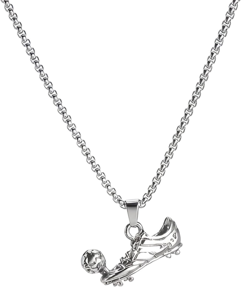Voetbalhalsketting 60 cm - roestvrij staal - uniseks sieraden - perfect cadeau voor sportliefhebbers - ShopVlot