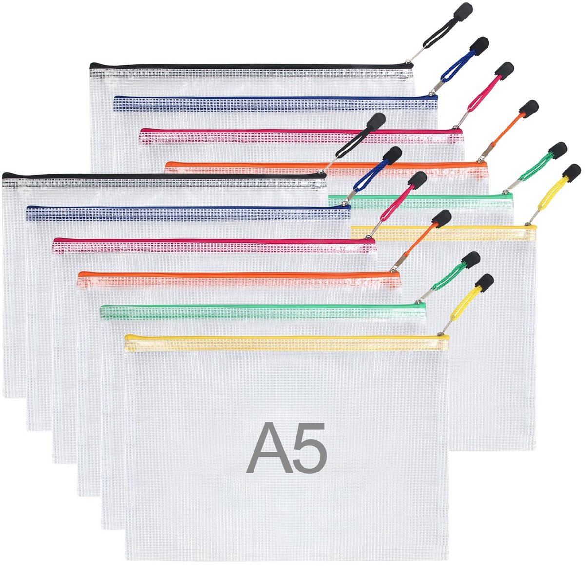 Solidchoice - Set van 12 A5 Documentensluitingen met Rits