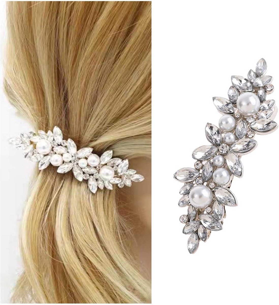 Haarelastiekjes met kristallen - Gouden parels - Vintage boho stijl - Perfect voor bruiloften - ShopVlot