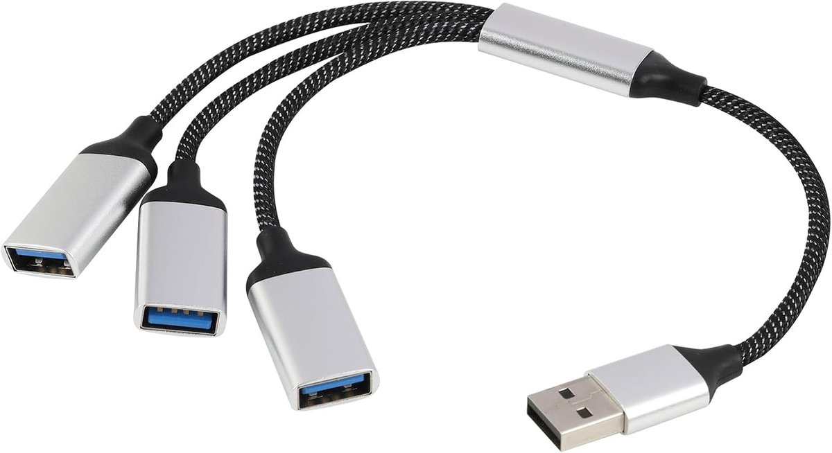 USB splitter kabel 1 naar 3 - 1 mannelijke plug naar 3 vrouwelijke aansluitingen - voor gelijktijdig verbinden van apparaten