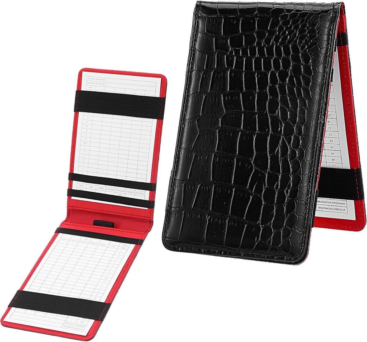 SnelShoppen - Golf Scorecard Houder PU Leer Krokodillenpatroon - Score Kaart Houder met Notepad en Potloodlus - 18 x 11 cm - Ideaal voor Golfbaan