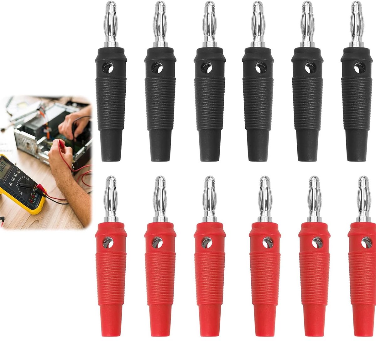 Banana plugs 4mm - 12 stuks - Schroefverbinding - Voor speakers en hi-fi systemen - ShopVlot