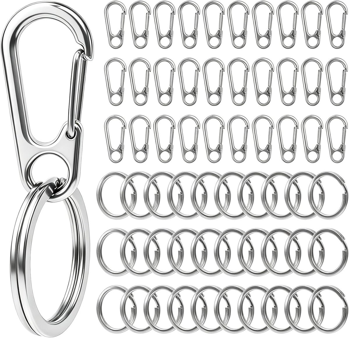 Carabiner haken pack van 30 - metalen mini haakjes - ideaal voor sleutels en rugzakken - perfect voor camping en reizen - ShopVlot